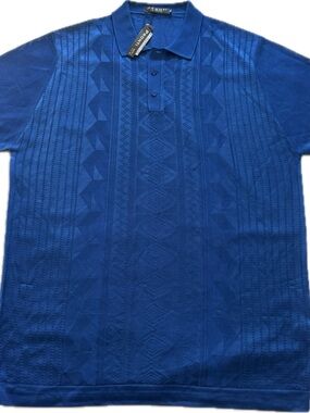 PRONTI Men’s Royal Blue Textured Polo Shirt size XL New with tag